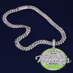 Totalmente helado 14KT oro blanco laboratorio cultivado diamante cubano enlace cadena hombres Hip Hop joyería nombre personalizado letra colgante estilo de moda - Product Image 5