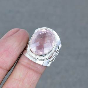 2025 Export Quality <b>Rose</b> <b>Quartz</b> Solid 925 Silver Plated Brass Bezel Gemstone <b>Ring</b> <b>Rose</b> Custom Jewelry Manufacture - Product Image 2