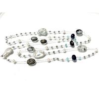 Collier tendance en argent sterling 925 avec perles naturelles, rutile, iolite et spinelle, idéal pour les mariages et les soirées
