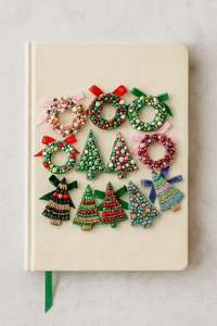 Diario de Lino Elegante, Cuaderno de Tapa Dura con Lazo Bordado Premium, Regalo Artesanal para las Fiestas, Papelería, Diario Personal - Product Image 4