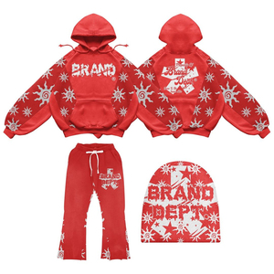 Acid Wash Winter Solid Hooded 2-Piece Fleece Chándal Cap Set Sun Fade Vintage Flared Sweatpants Full-Zip Hoodie 100% Cotton - Product Image 5