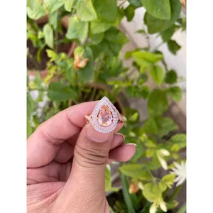 Bague en Morganite Poire en Argent Sterling 925 Faite à la Main, Fournisseur de Bijoux en Gros - Product Image 1