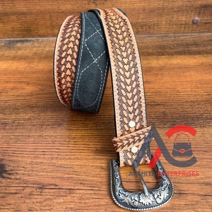 Nuevo estilo de moda marca Boot Stitch cinturón de cuero de gamuza mecanizado a mano para hombres y mujeres diseño de lujo cinturón de cuero genuino para Jeans - Product Image 1
