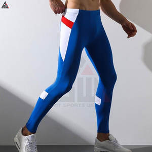 Leggings pour hommes de haute qualité, tailles optimales, couleurs unies, taille haute, séchage rapide, respirants, en spandex/nylon, imprimés par transfert thermique - Product Image 6