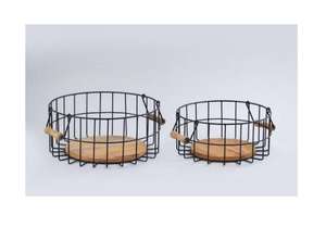 Rustic Metal Wire Fruit <b>Basket</b> <b>Wooden</b> Base Decorative Twisted Rim <b>Storage</b> Bowl for Kitchen Countertop Dining Table for Food Use - Product Image 6