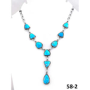 Collier artisanal en argent sterling avec turquoise blanche, motif goutte d'eau, ancre et chiffres, style religieux classique - Product Image 1