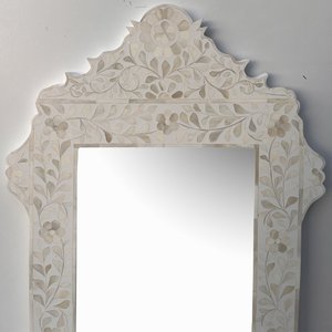 Marco de Espejo con Incrustaciones de Hueso Hecho a Mano, Espejo de Pared Decorativo de Lujo con Diseño Étnico de Madera, Decoración del Hogar Única Hecha a Mano - Product Image 2