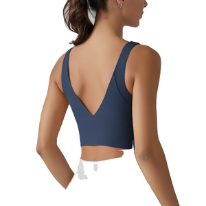 Nouveau soutien-gorge de sport pour femmes, col en V, dos nageur, doux comme un nuage, avec bonnets intégrés, haute élasticité, respirant, style fitness, yoga, trajets quotidiens - Product Image 3