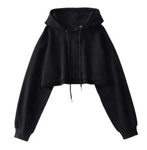 Ultra-Short <b>Women's</b> Hooded Sweatshirt Oversized 3D <b>Pattern</b> Long Sleeve Embroidered Front Logo Casual Silk Streetwear - Product Image 3