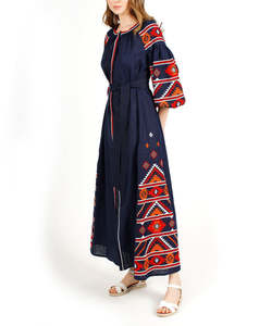 Nouveau style Ukraine Brodé à la main Manches complètes avec ballon Robes ethniques longues Ukraine - Product Image 4
