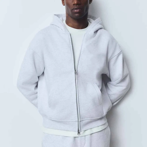 เสื้อฮู้ดดี้ผ้าฝ้าย 100% ทรงโอเวอร์ไซส์ ทรงบ็อกซี่ เนื้อผ้าหนา สำหรับผู้ชาย ดีไซน์ไหล่ตก คุณภาพสูง เสื้อฮู้ดดี้พื้นฐานเนื้อหนา - Product Image 1