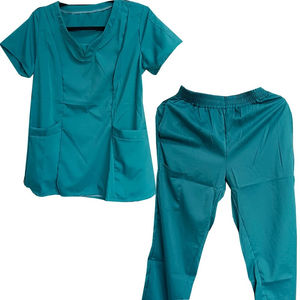 Uniforme médical infirmière gommage ensembles femmes hommes fermeture éclair basique Pro 2 pièces haut cordon pantalon chiné soins infirmiers mince - Product Image 4