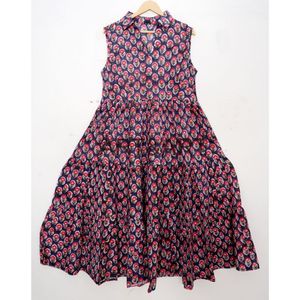 Elegante vestido de algodón estampado a mano para mujer con patrón de costura Maxi estándar de talla grande recién llegado ropa de mujer vestido personalizado - Product Image 2
