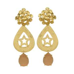 Pendientes Blossom Stud Golden Start Tear Drop con Beer Hydro Gemstone - Product Image 1