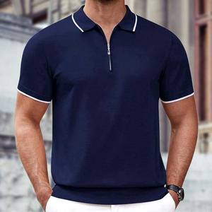 Men <b>Polo</b> Collar Zipper <b>Neck</b> T <b>Shirt</b> Half Sleeve Summer 2025 Men's Collection Cotton Plus Size Solid Pattern Different Color - Product Image 6