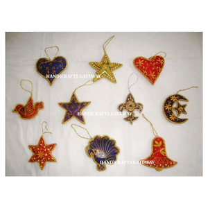New Branded And Amazing <b>Assorted</b> Design Zari Embroidery With <b>Beaded</b> Work Christmas Tree And Home Decorative Hanging Ornaments - Product Image 1