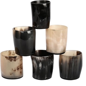 Vaso de Vidrio con Cuerno de Búfalo, Acabado en Ágata Natural, Resistente al Agua, con Logotipo Personalizado, Diseño Artístico Coleccionable con Temática Animal - Product Image 4