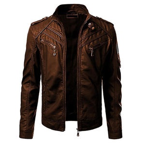 Chaqueta de Cuero Genuino Corta y Ajustada para Hombre, Transpirable, de Invierno, Servicio OEM, Alta Calidad, Hecha a Mano, Estilo Casual Elegante - Product Image 1