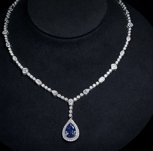 Forma de pera y forma redonda hermoso collar de diamantes de moissanita regalo de Plata de Ley 925 para ella - Product Image 2