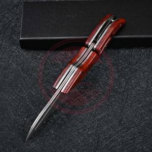 Couteau de poche pliant en acier damas manche en bois Camping en plein air survie chasse pliant à vendre - Product Image 3