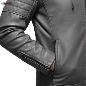 2025 New Casual Slim Leather Jacket High Quality <b>Turn</b>-down Collar Plus Size Custom Oem Stripe Decoration Bomber Jacket - Product Image 3