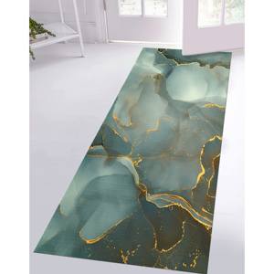 Tapis imprimé marbre vert : lavable en machine, scintillant, décoration moderne pour la maison, avec tapis à poils doux - Product Image 3