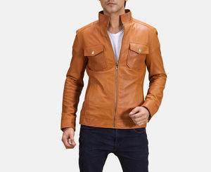 Veste en cuir de moto d'hiver à manches longues avec fermeture éclair et col rabattu, imperméable, réversible, logo frontal, vestes décontractées - Product Image 2