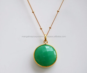 Collier élégant vintage en amazonite de forme poire, pierre précieuse de 12 mm, plaqué argent sterling, serti en bézel, chaîne courte - Product Image 4