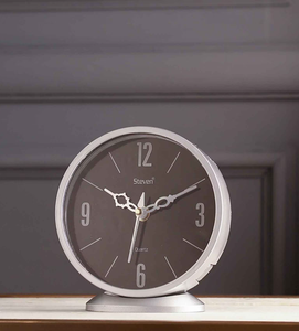 Ak Brass Contemporary <b>Table</b> Decor Stylish Metal Accents Sophisticated Home <b>Table</b> <b>Clock</b> with Modern Geometric Design - Product Image 2
