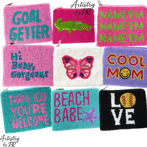 Porte-monnaie en perles faites à la main pour maman maman cool pochette à fermeture éclair brodée pochette à paillettes cadeau pour femme - Product Image 1