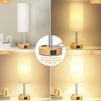 Lampe de chevet pour chambre à coucher - Lampe tactile à 3 niveaux de luminosité, ports de charge USB C et prise secteur, petite lampe pour salon, bureau