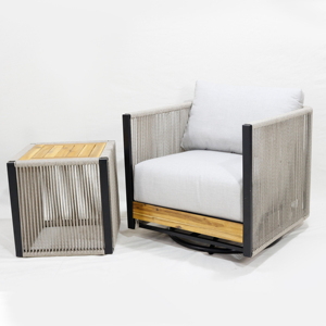 Meubles de patio 3 pièces ensemble de chaises pivotantes avec coussins et table en bois pour balcon de jardin - Product Image 4