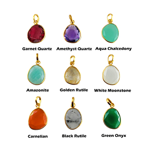 Pendentif lunette inégale en rutile noir en argent sterling plaqué rhodium plaqué or - Product Image 6