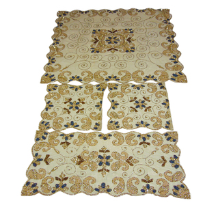 Mantel de tela de red y Organza bordado hecho a mano elegante patrón Floral cubierta de mesa de comedor para decoración del hogar eventos y fiestas - Product Image 1