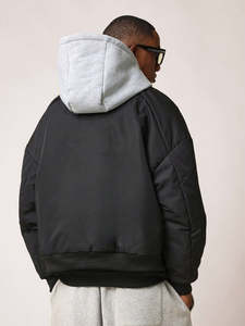 Unisex High-End Quilted Winter Jacket Trilaminate <b>Waterproof</b> Breathable Bomber Soft <b>Canvas</b> Windbreaker Zipper Closure for Men - Product Image 4