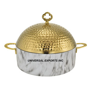 Gold Finished Stainless Steel Classic Hotpot Multi-functional Eco-Friendly Handmade Casserole Shape Tableware Fancy Metal <b>Food</b> - Product Image 2