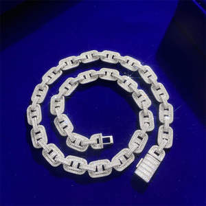 15mm rond coupe Moissanite diamant cubain lien chaîne glacé cadeau d'anniversaire pour hommes 925 argent Sterling - Product Image 1