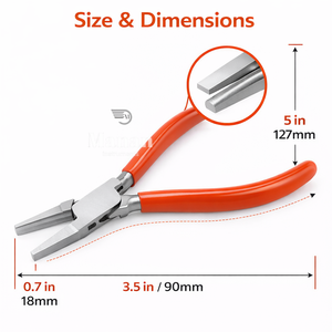 MANAN INSTRUMENTS Pince à bijoux à bec plat de haute qualité 5 pouces (127 mm) en acier inoxydable à mâchoires lisses, poignée en PVC, taille personnalisable - Product Image 3