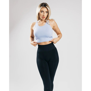 Escote redondo sin mangas Racerback Styl Long Line Orange Frost Mujeres Fitted Performance Crop Transpirable Tank Top OEM - Product Image 5