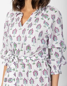 Vestido Midi Casual Floral para Mujer, con Cuello en V, Manga Estándar, Estampado Artesanal Personalizado - Product Image 5