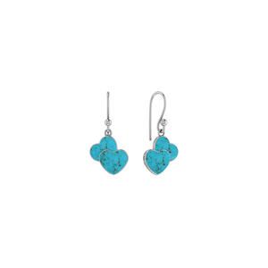 Boucles d'oreilles pendantes en argent sterling 925 de qualité supérieure, turquoise, double cœur, perle d'eau de mer, sertissage en bélière, tendance, cadeau de mariage - Product Image 1