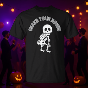 Débardeur graphique Danse des squelettes d'Halloween pour adultes, en coton à manches courtes et col rond, idéal pour les fêtes et événements promotionnels - Product Image 3