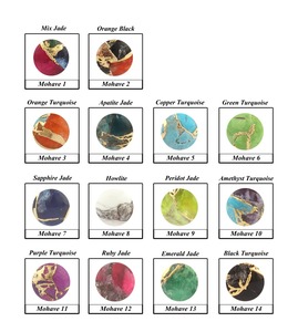 สร้อยคอพลอยส่วนบุคคล สร้อยคอโซ่สายเคเบิลลาบราดอร์ไฟสีฟ้าจริง สร้อยคอจี้รูปครึ่งวงกลมชุบทอง 18k