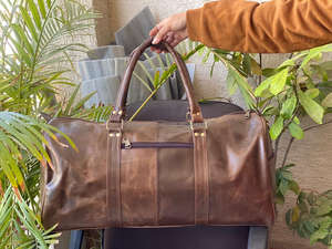 Bolsa de Viaje de Cuero Genuino Hecha a Mano de Alta Calidad, Bolsa de Viaje de Fin de Semana de Cuero de Grano Completo Personalizada - Product Image 4