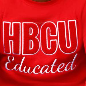 HBCU Educated Chenille <b>Sweatshirt</b> <b>Red</b> & White Embroidered Letters Cotton Blend Greek Fraternity Divine Nine Apparel - Product Image 3
