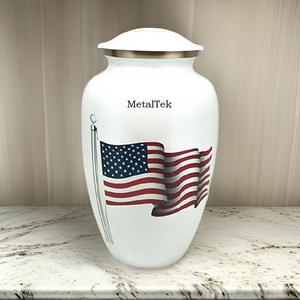 American flag cremation urn patriotic themed funeral urns aluminum metal military veteran memorial ashes adult cremation urns - Product Image 4