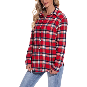 Chemise à boutons tendance et décontractée pour femmes Chemise solide en flanelle Vêtements d'automne Logo unique sur le devant Service OEM - Product Image 2