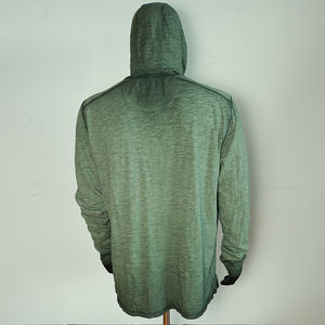 Wholesale Custom Embroidery 1 4 Button Kangaroo Pocket 300gsm 450gsm <b>Green</b> Fleece Heavyweight Blank <b>Hoodie</b> - Product Image 6
