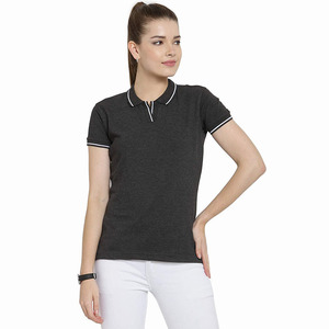 Best Quality Women's Polo Shirt Black Color <b>Slim</b> Fit Turn Down Collar Pullover Plus Size Polo Shirt For Ladies - Product Image 6