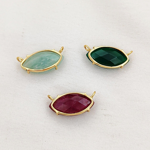 Juego de puntas de Plata de Ley 925, colgante con forma de ojo, piedra preciosa hecha a mano, 19x9mm, forma de marquesa, protección ocular, colgantes de piedra Doble - Product Image 5